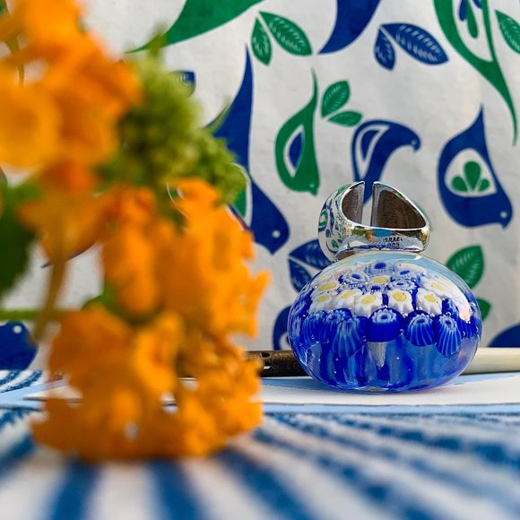 Vintage Calder inspired modernist enameled sterling silver ring - Picture 4 of 8